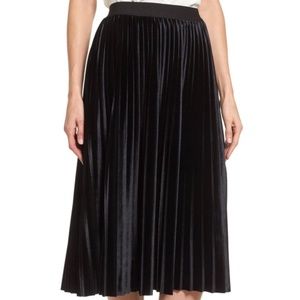 Halogen Velvet Pleated Midi Skirt